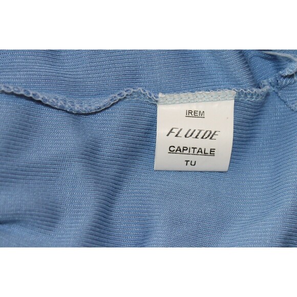 Fluide Paris Vintage 80s Womens Blue Knix Blouse Pullover Flowing Top Size XL - Picture 6 of 8